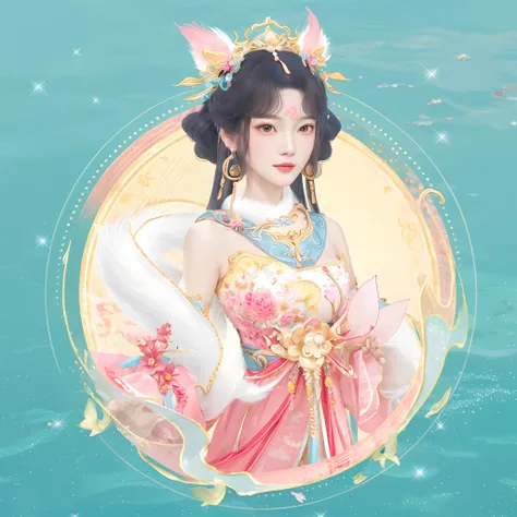 Anime girl in pink dress，Holding a fan in your hand, queen of the sea mu yanling, a beautiful fantasy empress, Inspired by Lan Ying, inspired by Park Hua, ((a beautiful fantasy empress)), Palace ， A girl in Hanfu, full-body xianxia, gilded lotus princess, ...