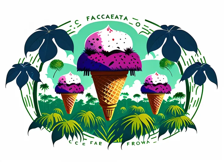 Acai Ice Cream Forest Toucan Macaw Logo