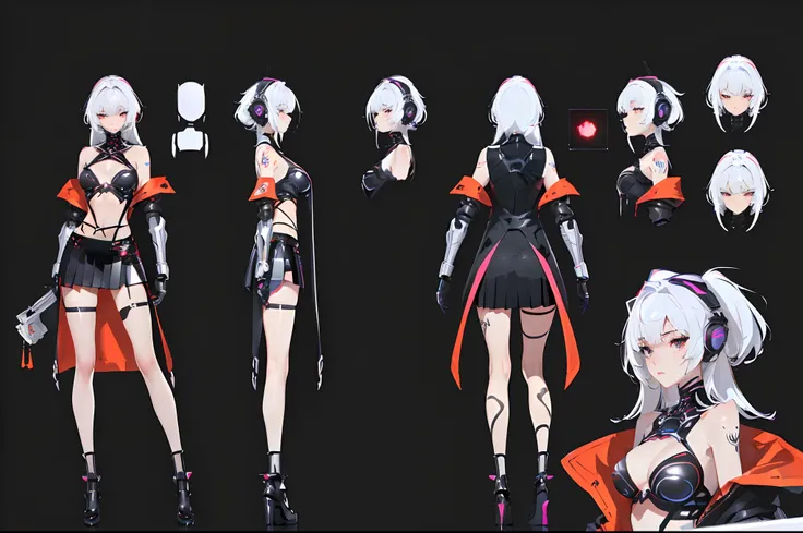 Masterpiece,Best quality,Perfect lighting,extremaly detailed cg,unified,8K wallpapers,CharacterDesignSheet,perfectly proportions,character design(reference sheet:1.5), model sheet, (multiple views [full bodyesbian|From behind|From the side Side|from the f...