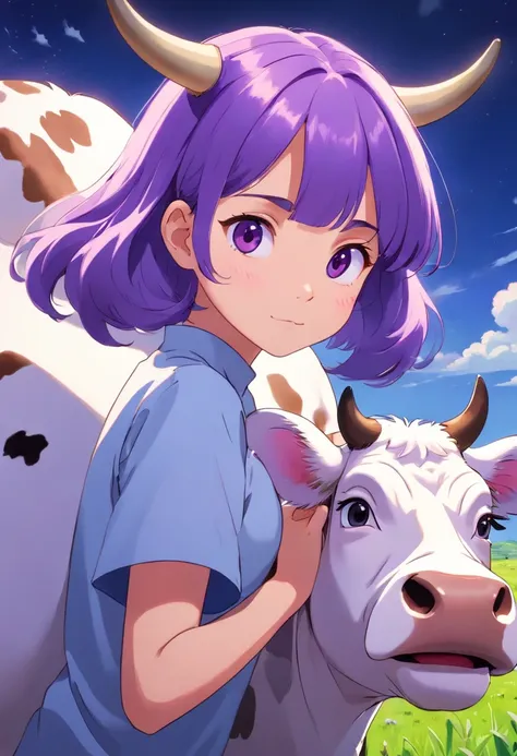 Purple Girl Cow Cute