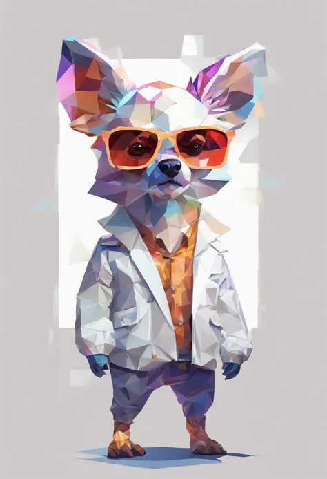 Perfect alignment, Cute little animal in jacket，Crystal Vase，Rose flower, Wearing sunglasses, cheerfulness, Standing position, Abstract beauty, Centered, Looking at the camera, Facing the camera, Approaching perfection, Dynamic, Highly detailed, Smooth, Sh...