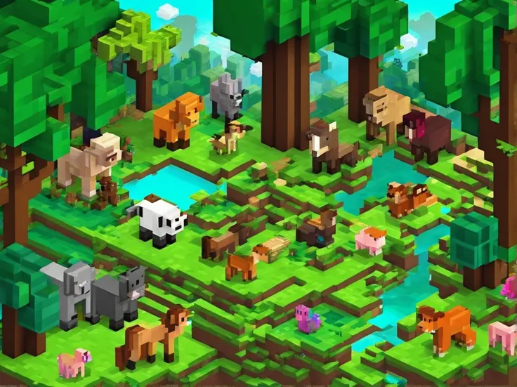 bosque con animales en minecraft