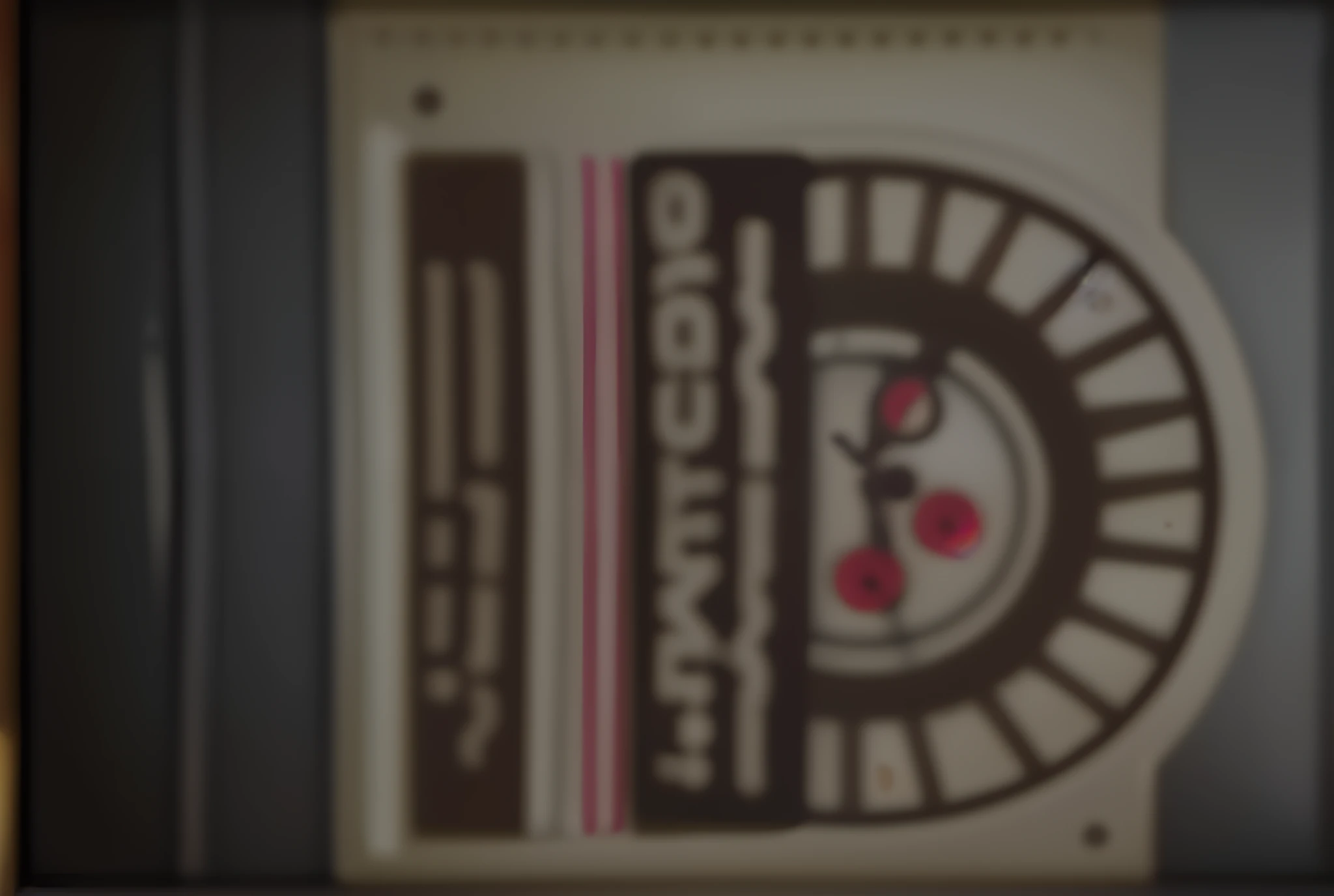 Theres a sign that says donuts in a window, a rustic album cover of a clock, 1 9 7 0 s analog video, exploitable image, granulado de baixa qualidade, old film overlay, detailed photo of an album cover, vhs static overlay, Ektachrome ( 1 9 7 6 ), ((Saturado...