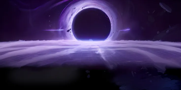 Black hole, grid ground, black hole spatiotemporal portal, with the best image quality, higher quality, ultra high resolution, Genshin Impact, anime style, rich colors, color changes, high saturation, stylized 3D and best quality, masterpiece, perfect ligh...