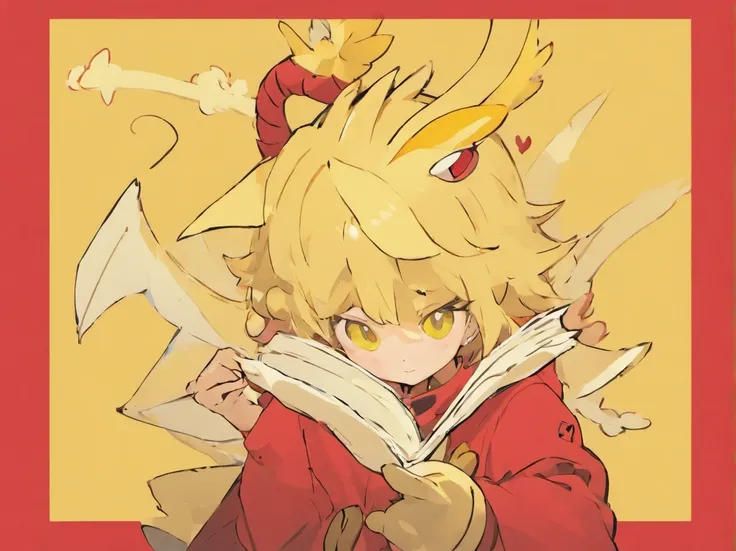 The cover is neat and minimalist, with a yellow background and a small dragon in the center. It is wearing a red coat and holding a map in its hand.