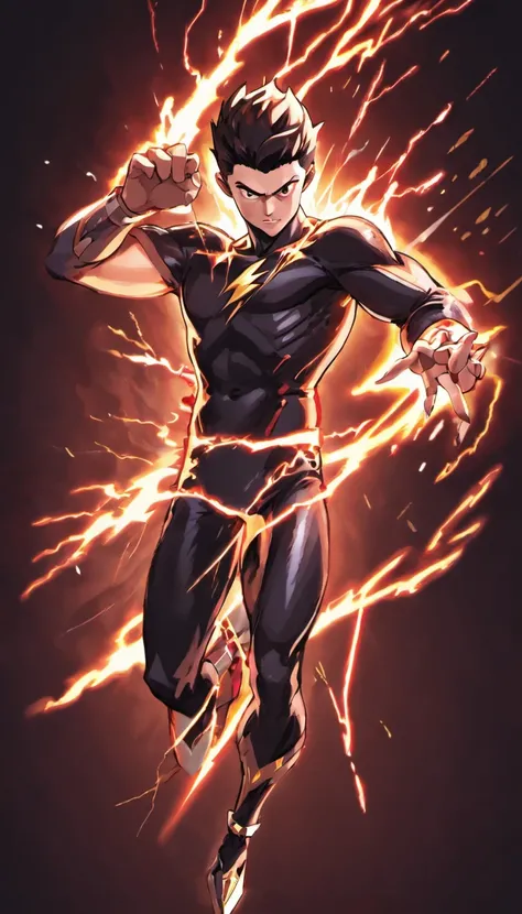 CRISTIANO RONALDO,SIUU,Flash pose, lightning hand, warrior,red eyes,golden electric power,holding a lightning bolt,dark fantasy,kick