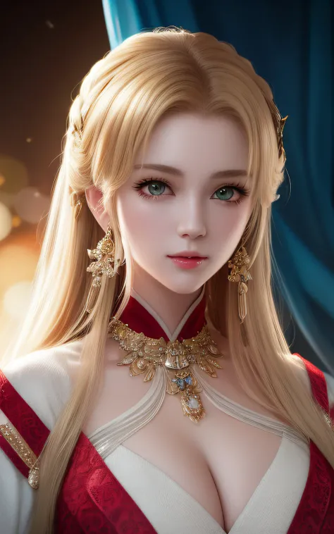 animesque、anime styled、ssmile、portraitures、Beautifully moisturized amber eyes like clear glass、Beautiful blonde hair without hair ornaments, extremely detailed eye and face, Beautiful detailed eyes,  huge filesize, ultra-detailliert, hight resolution, ighl...