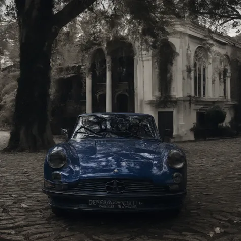 arafed blue car parked on a brick road next to a tree, a picture by Alexander Bogen, flickr, hurufiyya, taxi, 2263539546], taxis, front photo, front profile, peugeot prestige, 3/4 front view, 1285445247], doruk erdem