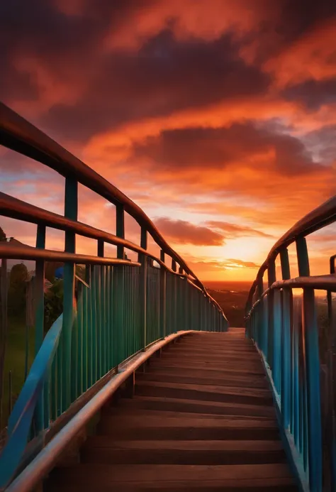 Close-up of the stairs leading to the rainbow sky, stairway to heaven, A very colorful heaven, stairs from hell to heaven, Leading to the Sky, Rainbow clouds, Colors of Heaven, Rainbow Trail, Colorful sky, Rainbow clouds, Heaven!!!!!!!!, rainbow, Rainbow c...