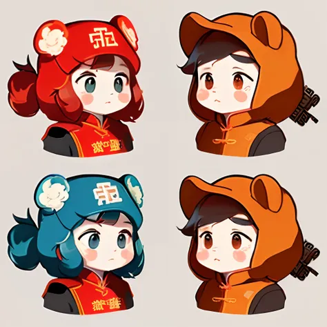 Chinese Communist Party mascot design，Elements of the emblem of the Communist Party of China, the party flag，Medical elements，The protagonist is a medic incarnate，The expression is resolute，Comic cute childish flat 2D style，simple line