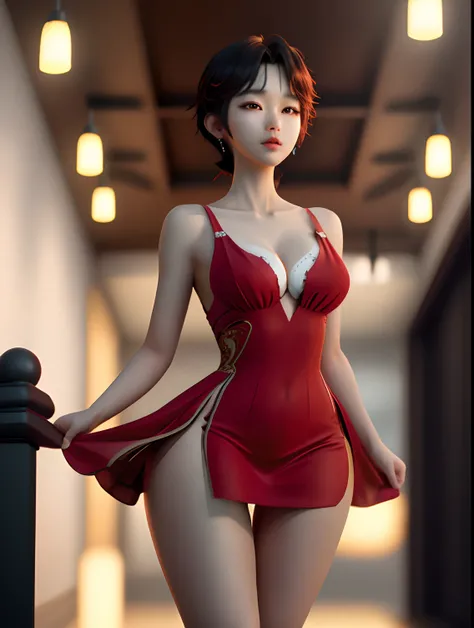 Ace, 4K, High Resolution, Masterpiece, Top Quality, Head: 1.3, (Korean K-pop Idol), Fine Skin, Sharp Focus, (Cinema Lighting), Clavicle, Morning, Soft Light, Dynamic Angle, [: (Detailed Face: 1.2): 0.2], Side Wrinkles, Thigh Gaps, Red Dress, Slim, Chest, C...