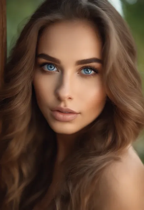 Arafed Mujer totalmente , Chica sexy con ojos azules, ultra realista, meticulosamente detallado, Retrato Sophie Mudd, cabello rubio y ojos grandes, selfie de una mujer joven, Ojos del dormitorio, mostrando sus senos, desnuda.