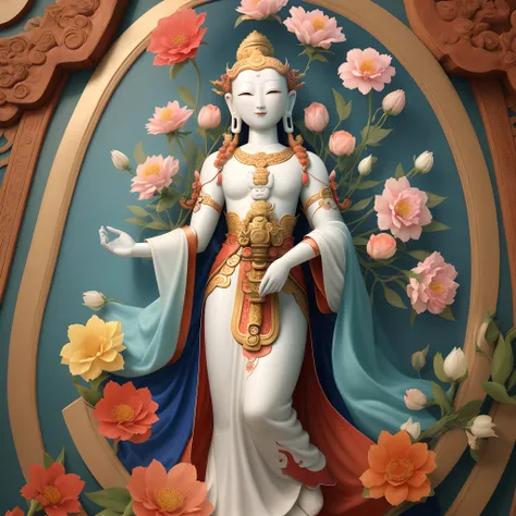 Avalokiteshvara is full of flowers