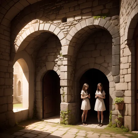 Two girls chained in a stone cellar --auto