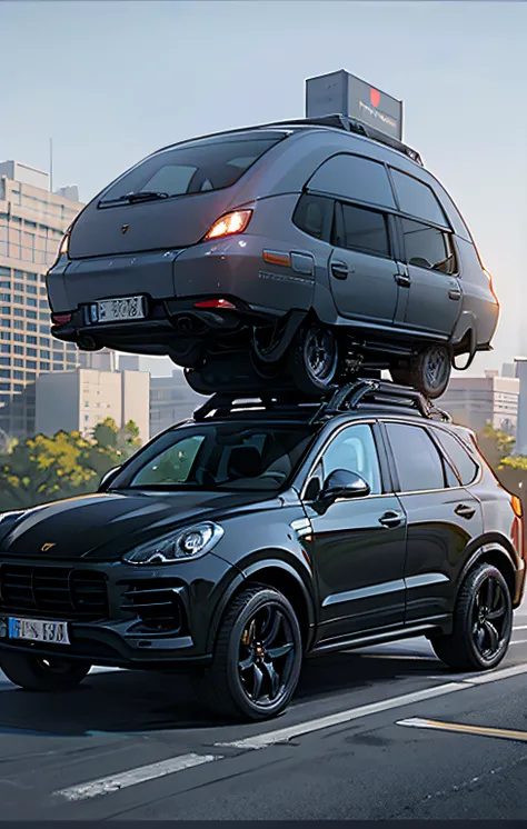 style futuristic carbonfiber rooftop , camping pod, on 2012 Brutal suv Porsche Cayenne