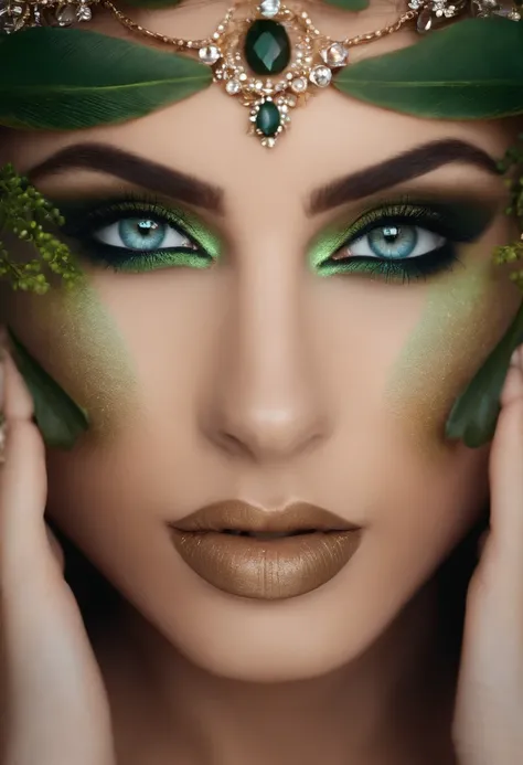 Fille sexy yeux verts maquillage naturel