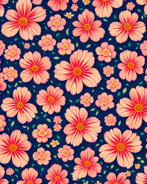 Floral seamless pattern background, vibrat colors , highly detailed