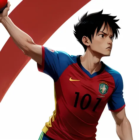 Luffy in a Brazilian national team shirt