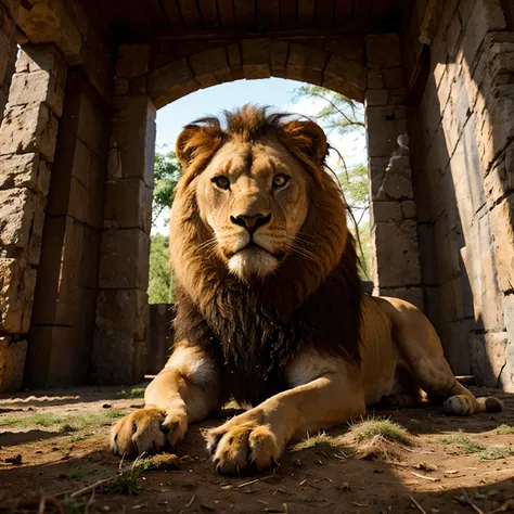 - The main focus of the image should be a powerful and imposing lion.
- The lion should be standing or sitting in a majestic pose, Conveying your strength and royalty.
- Be sure to portray the lions eye expression with intensity and dignity.
- The lions ha...