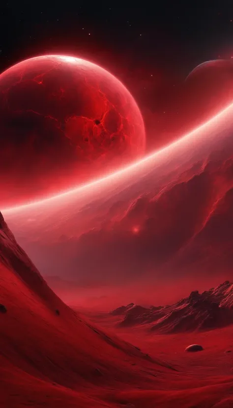 mutating planet, covered in fleshy blood red surface, vivid cosmic backdrop, in outer space, lovecraftian