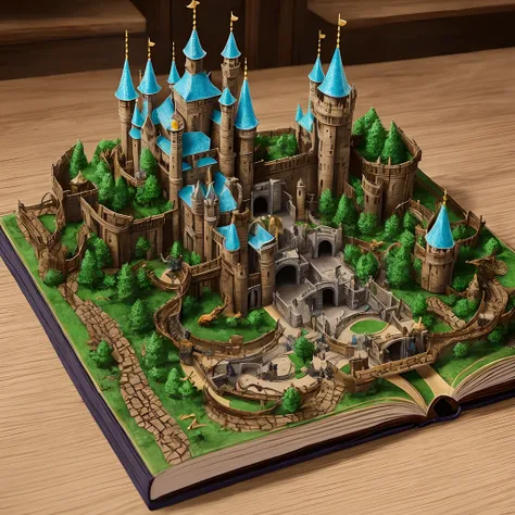 3d Dragon castle in a book