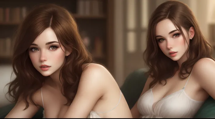 Realistic women with brown hair