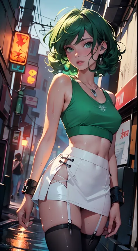 girl youtuber,(((1girl))),((extremely cute and beautiful green curly-haired girl)),

(short breasts:1.4),big butt,(((green curly hair:1.35,very curly hair,colored inner hair,ear breathing,short hair))),(((green_eyes:1.3))),intricate eyes,beautiful detailed...