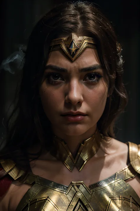 wonder woman crying,sad,facing the camera,detailed,realistic,4k,master art,high quality,extremely detailed face,beautiful detailed eyes,long eyelashes,
beautiful detailed lips,golden tiara,red and blue superhero costume,golden lasso of truth,strength,power...