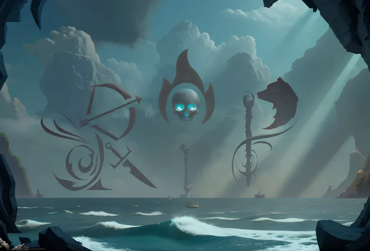 Fantasy logo, in sea pirates environment,