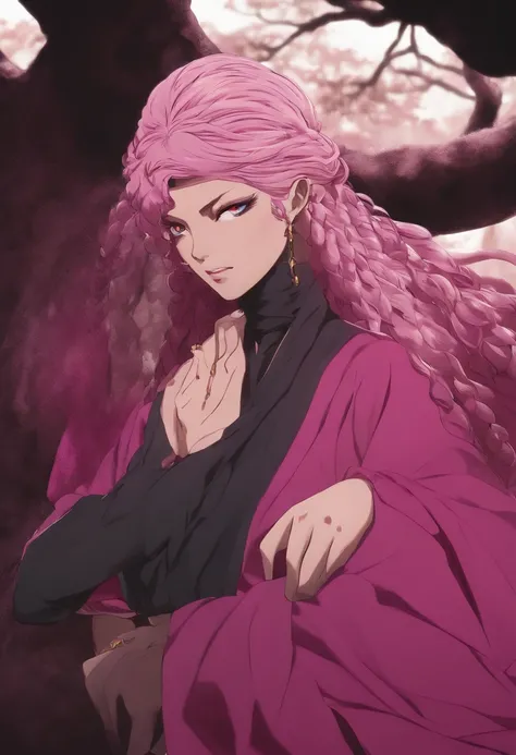 Garota negra de cabelo magenta no jujutsu kaisen