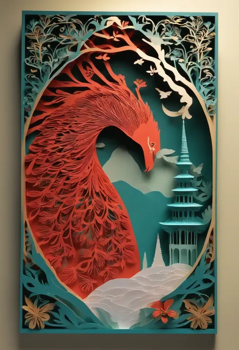 Color three-dimensional paper cutting effect