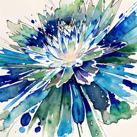 Blue lotus painting with splatter background and spray paint effect, by Eugeniusz Zak, Watercolor art, by Károly Lotz, Watercolor painting, watercolor painting style, watercolor detailed art, by Reuben Tam, watercolor digital painting, Watercolor Paint, Su...