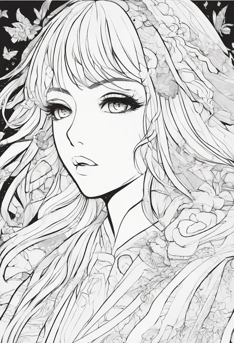 Anime girl coloring page