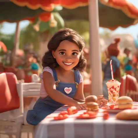 fofo, 可爱, menina sorridente comendo sorvete, doces voando ao seu redor, Pixar, Disney, Cinema lighting, jogos, 8k, Magic, amor, title "Parque da joy", Logo, Logo, Presentation, Disney, marca registrada, mercado, Logo, inflatable, trampolim, no deformed,