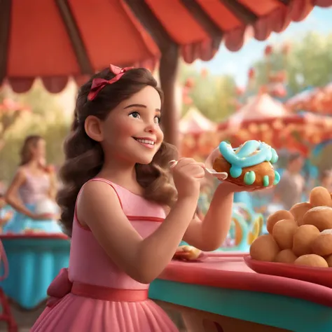 fofo, 可爱, menina sorridente comendo sorvete, doces voando ao seu redor, Pixar, Disney, Cinema lighting, jogos, 8k, Magic, amor, title "Parque da joy", Logo, Logo, Presentation, Disney, marca registrada, mercado, Logo, inflatable, trampolim, no deformed,