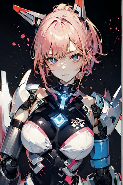 Anime girl with pink breasts and black and white costume, best anime 4k konachan wallpaper, Cyberpunk anime girl mecha, Cute cyborg girl, Perfect Anime Cyborg Woman, biomechanical oppai, Anime Manga Robot!! Anime Girl, anime robotic mixed with organic, Gir...