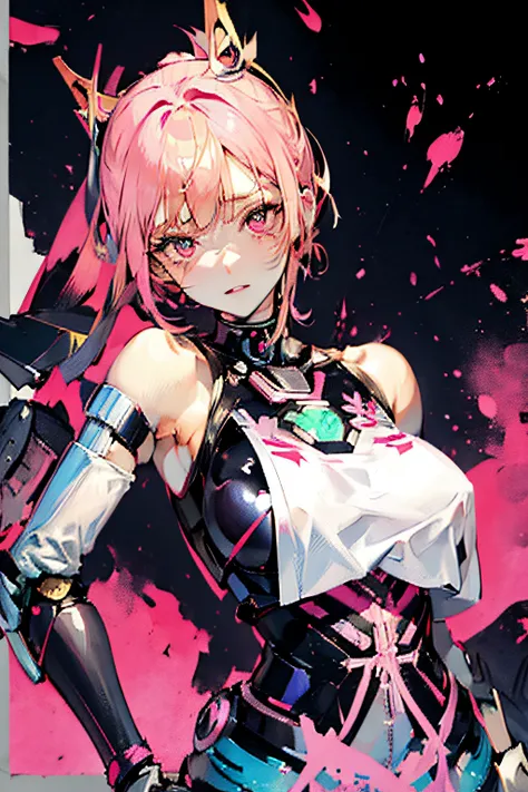 Anime girl with pink breasts and black and white costume, best anime 4k konachan wallpaper, Cyberpunk anime girl mecha, Cute cyborg girl, Perfect Anime Cyborg Woman, biomechanical oppai, Anime Manga Robot!! Anime Girl, anime robotic mixed with organic, Gir...