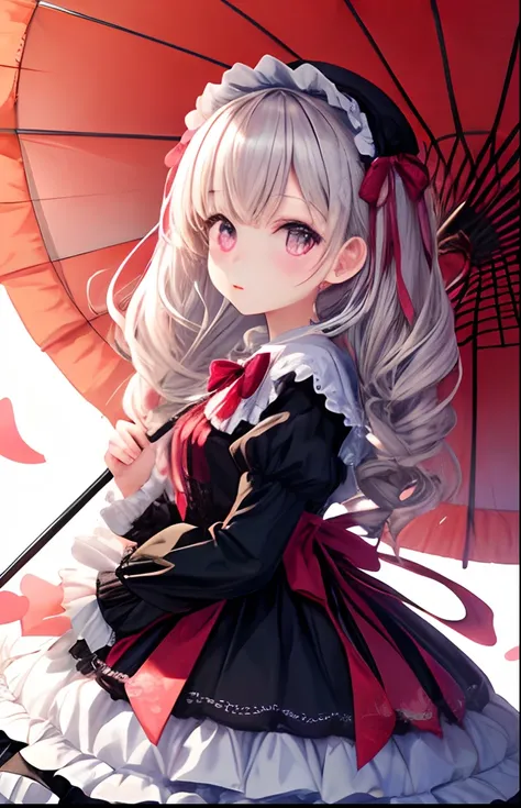 girl with、No background、without background、Background through、Twin-tailed、Two knots、Eyes are hearts、Pink eyes、Pink eyes、heart mark、bow ribbon、Sun umbrella、Have a parasol、umbrellas、Lolita clothes、lolita fashion、frilld、kawaii、