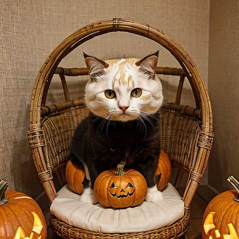 Cute cat with a pumpkin design