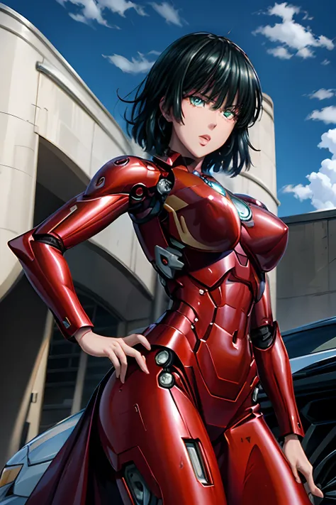 Fubuki, una mujer sexy y atractiva inspirada en Iron Man con un brillante robot de Iron Man. Se viste con sensualidad y confianza, interpretando perfectamente la fuerza y el carisma de Iron Man.