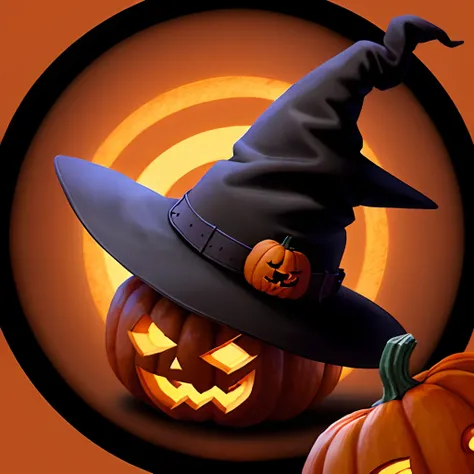 Pumpkin with witch hat