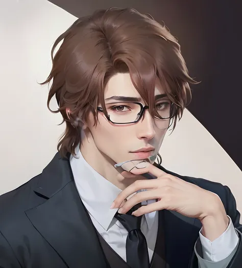 Hyperrealistic version of  Sosuke Aizen, brown eyes, hyperdetailled, hyperrealistic