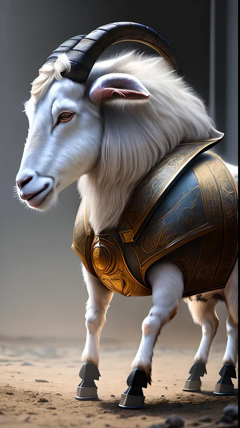 Animalrizz   ((goat)) 10, masterpiece, highres, Absurd,photorealistic portrait, Parley_armature, Goats in armor ,Wear Parley_armature, Massive futuristic armor, running, move, Rocket propulsion,((from the side))