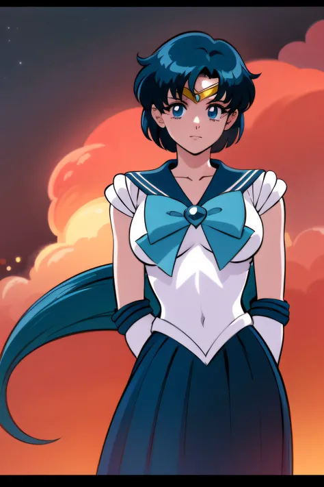 (top-quality:1.3), (​masterpiece:1.4),(Anatomically correct), (Full limbs),(complete fingers),(Precise fingertips), (Fine details),(8K),Sailor Moon!!!!!!!!, Sailor Moon Style,by Sailor Moon, Sailor Senshi Uniform,(Sailor Mercury:1.25),aqua eyes, Dark green...