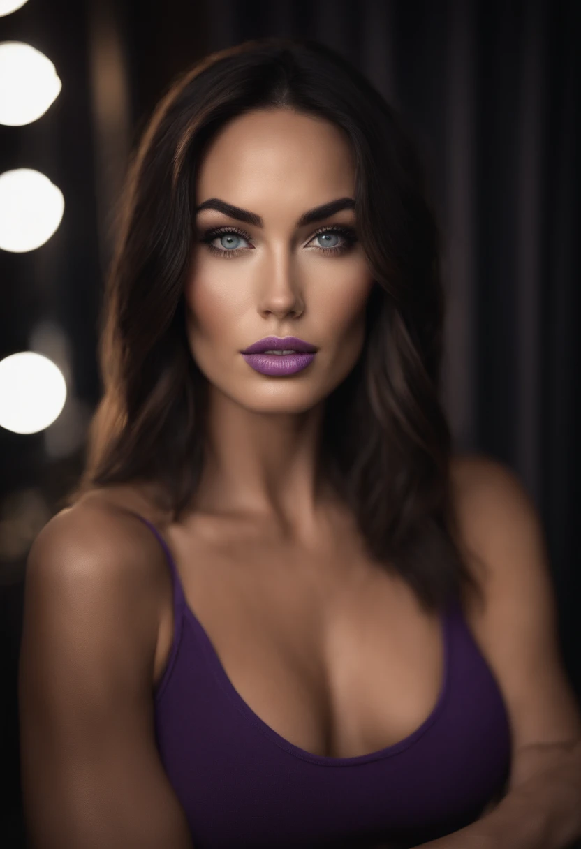 Woman with tank top and matching panties, Fille sexy aux yeux bleus, Portrait de Megan Fox, cheveux noirs et grands yeux, selfie of a young woman, Eyes in the room, Violet Myers, ohne Maquillage, Maquillage naturel, looking straight at camera, Face avec Ar...