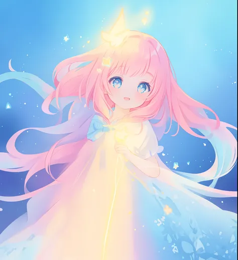 beautiful girl, flowing colorful dress, vibrant pastel colors, (colorful), long flowing colorful hair, magical lights, sparkling magical liquid, inspired by Glen Keane, inspired by Lois van Baarle, disney art style, by Lois van Baarle, glowing aura around ...