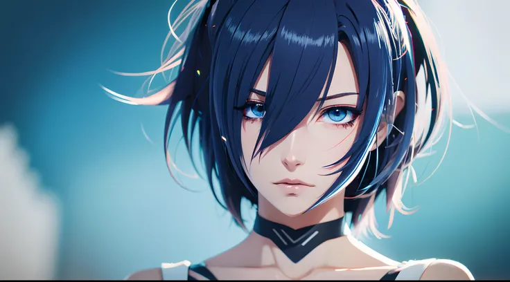 Menina anime com cabelo azul e colete vermelho com olhos azuis, estilo anime 4K, Anime Art Wallpaper 8K, arte de anime digital detalhada, badass anime 8 k, arte de anime digital, Anime Art Wallpaper 4K, Anime Art Wallpaper 4K, arte digital estilo anime, Pa...