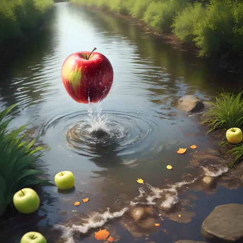 Apple falling in water, Splash, explosion, best view