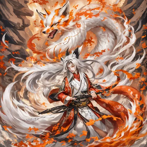 nine-tailed fox 32k，red and white immortal demon realm, chance encounter with liu hanshu, he saw in him his former self, it was ...