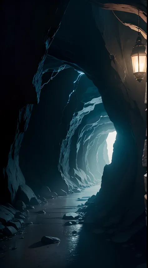 Cave, Dark, moon light, ultra-detailliert, A hyper-realistic, adobe lightroom,